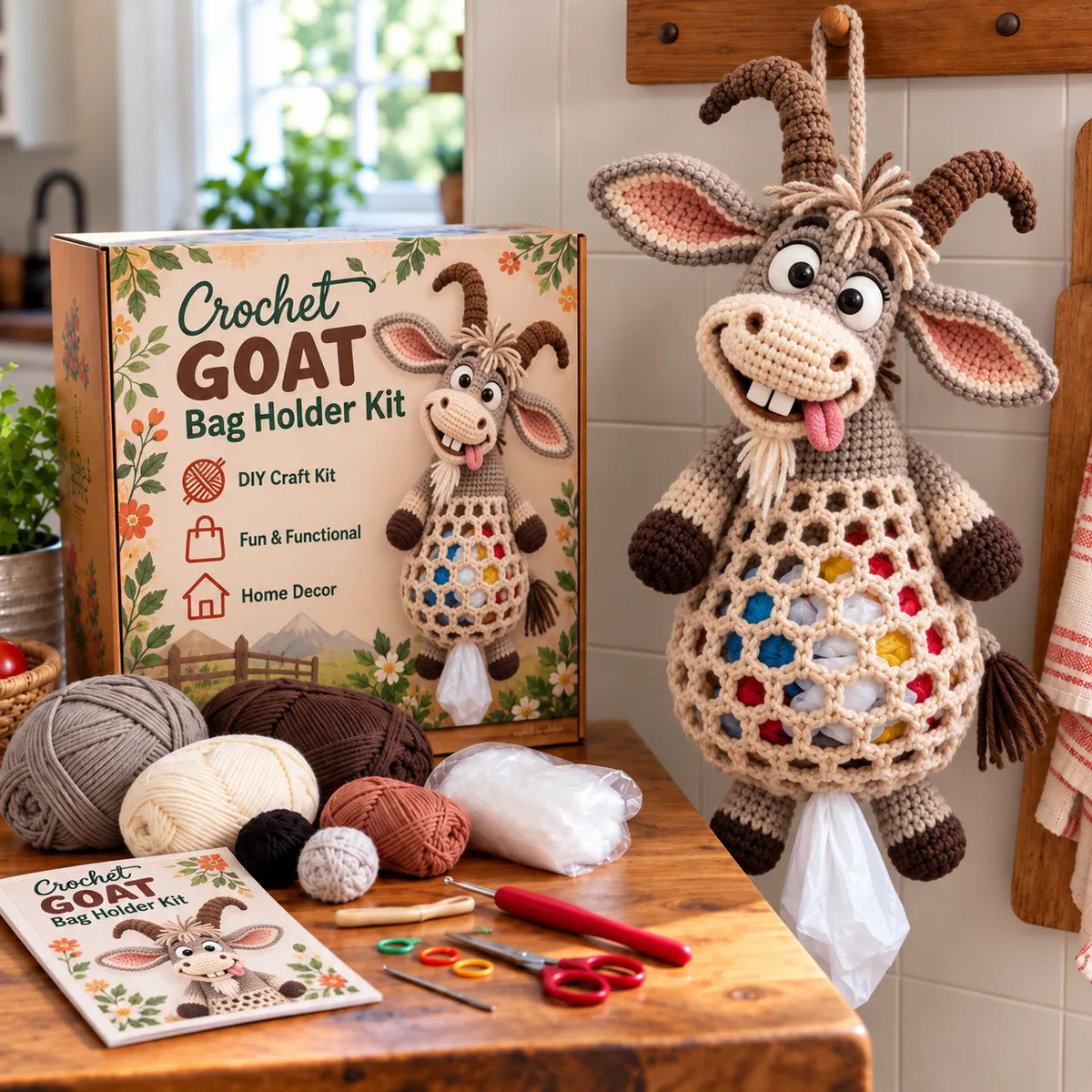 🔥🌼 Cottage Harvest Keepers — Crochet Animal Bag Holder DIY Kit | 15 Adorable Designs