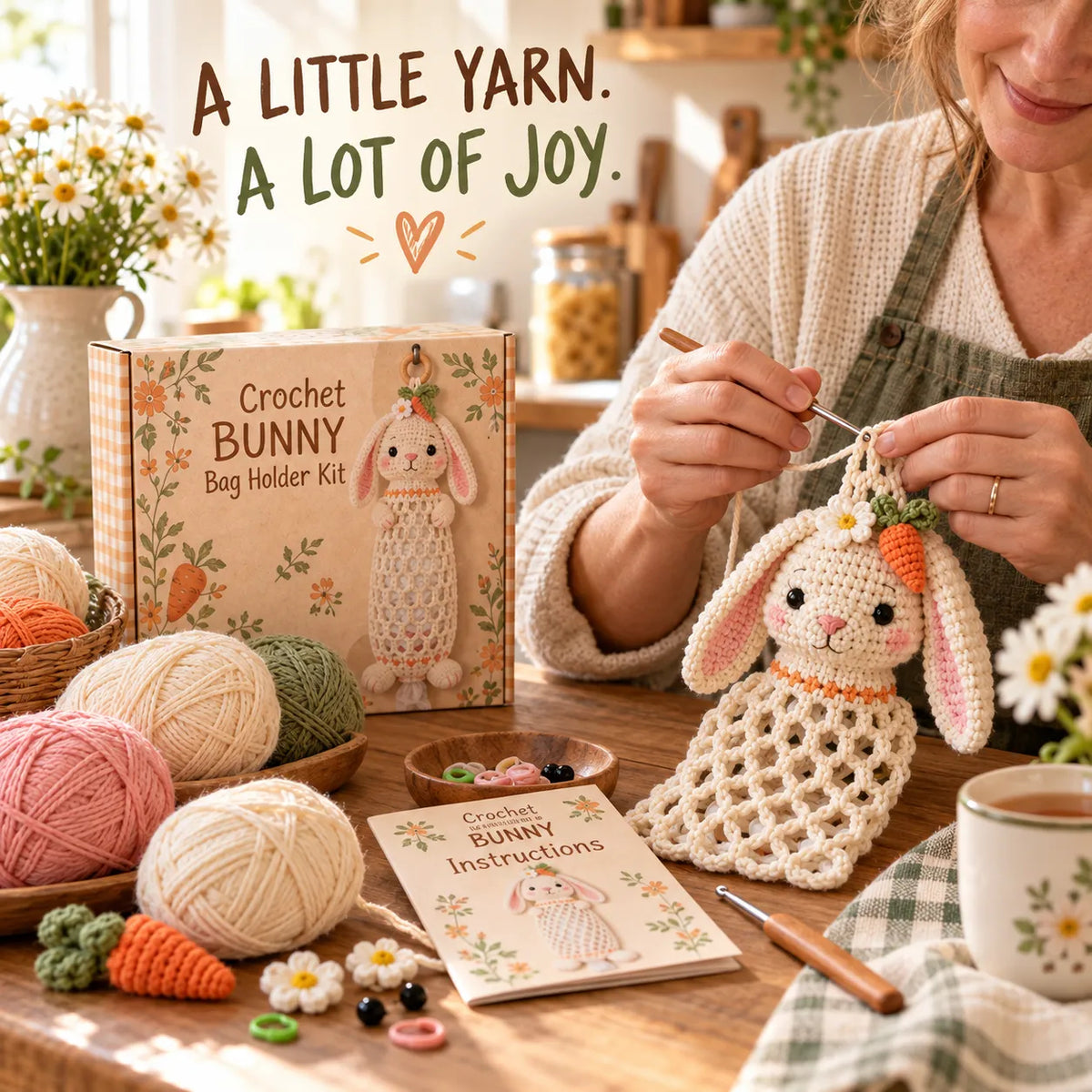 🔥🌼 Cottage Harvest Keepers — Crochet Animal Bag Holder DIY Kit | 15 Adorable Designs