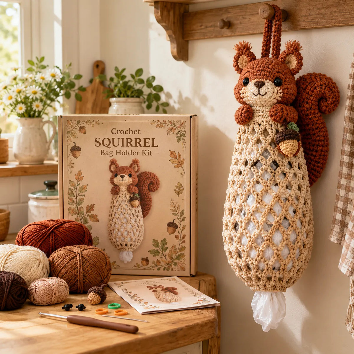 🔥🌼 Cottage Harvest Keepers — Crochet Animal Bag Holder DIY Kit | 15 Adorable Designs