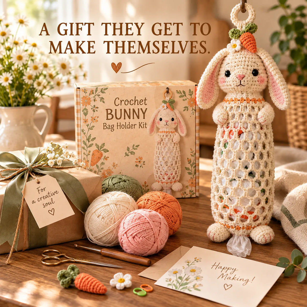 🔥🌼 Cottage Harvest Keepers — Crochet Animal Bag Holder DIY Kit | 15 Adorable Designs