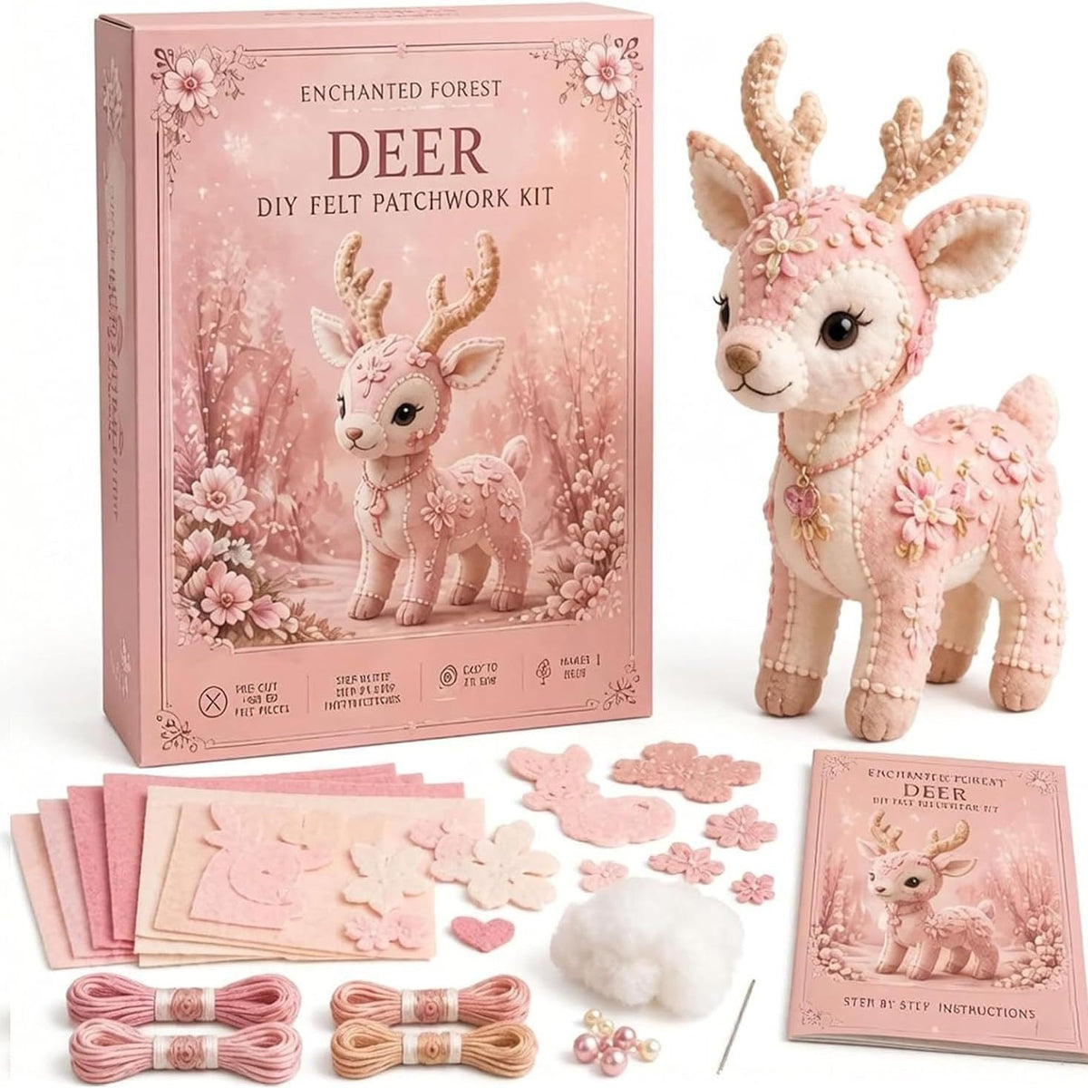 Pink Woodland Friends DIY Felt Sewing Kit – Make Your Own Cute Animal