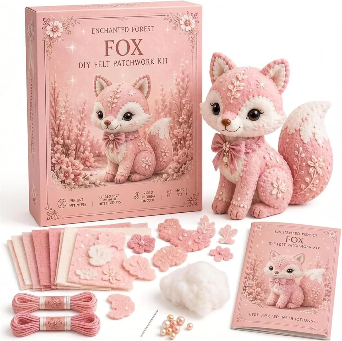 Pink Woodland Friends DIY Felt Sewing Kit – Make Your Own Cute Animal