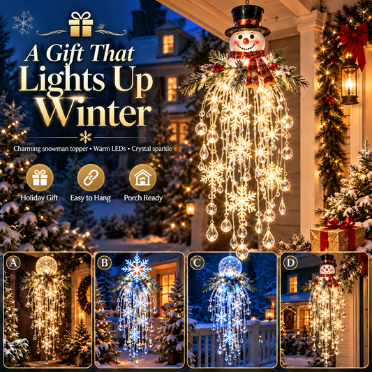 Crystal Cascade Christmas Light – Hanging Snowflake & Crystal LED Porch Décor ✨❄️